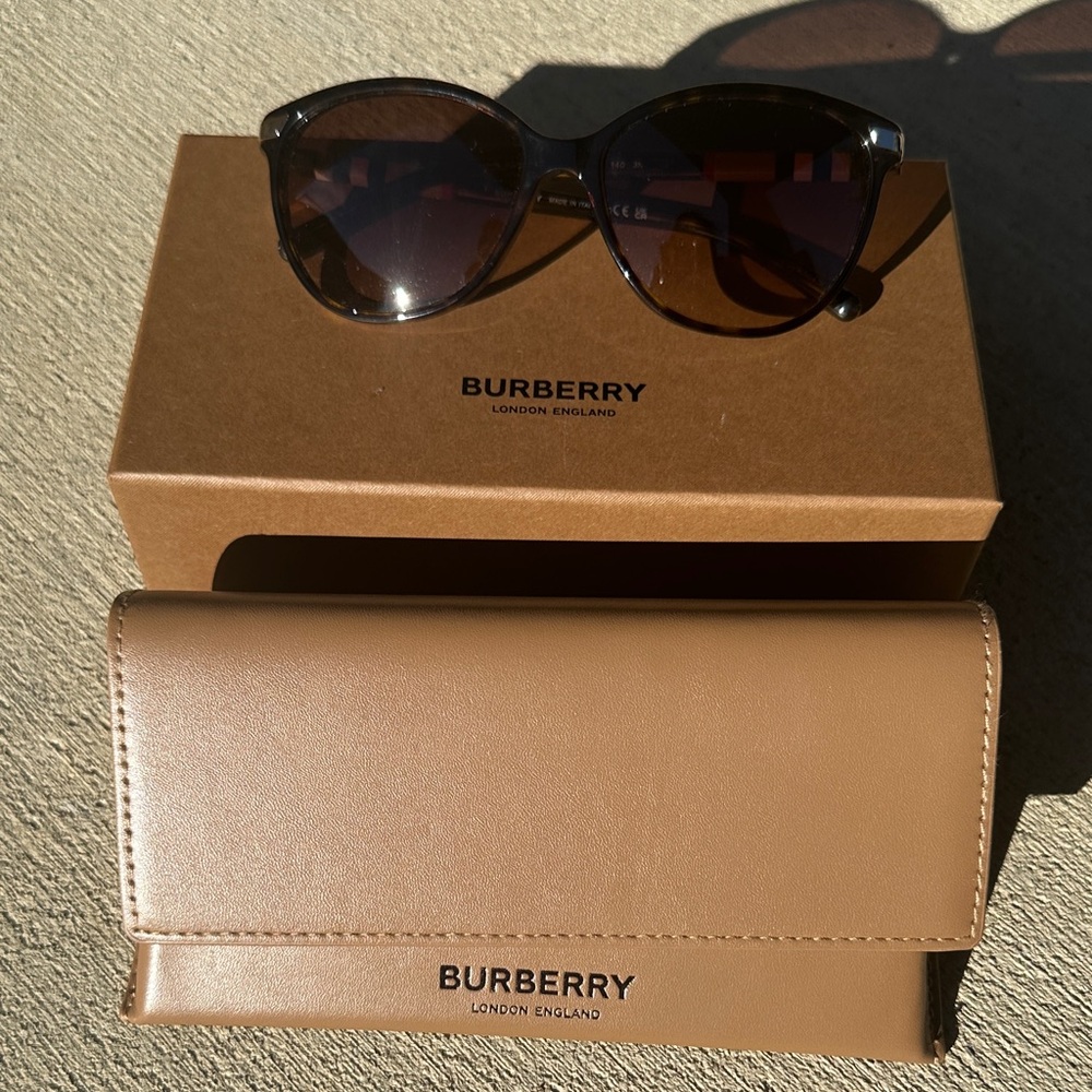 Burberry Black and Brown Sunglasses with Case